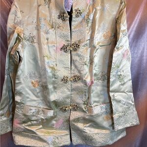 Vintage reversible(!) Elegant‎ Floral satin Chinese Embroidered Jacket 500